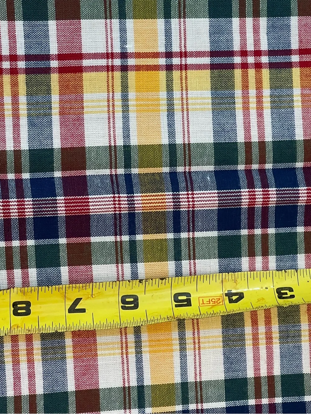 Vintage Madras Plaid large cotton blend tablecloth 93” x 59” EUC Picnic BBQ